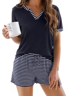 Image de Ensemble pyjama d'été - Coton - Bleu