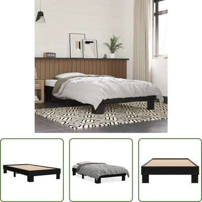 Produktbild von The Living Store Bettgestell Schwarz 90x200 cm Holzwerkstoff und Metall