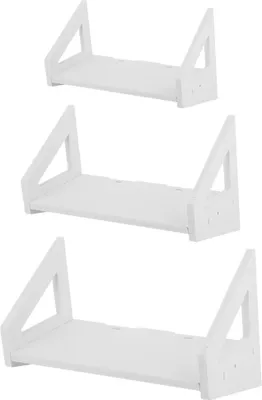 Produktbild von 1 Set mit 3 schwebenden Wandregalen, Bücherregal, Ausstellungsregal, Aufbewahrungsregal, Weiß