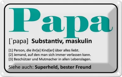 Produktbild von vianmo Blechschild 20x30 cm Papa Superheld bester Freund Familie Freunde
