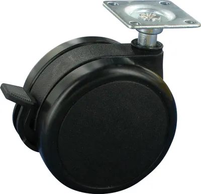 Produktbild von Möbelrolle Designrolle Doppelrolle hartes Rad Ø2x 75x13 Platte 42x42 Bremse