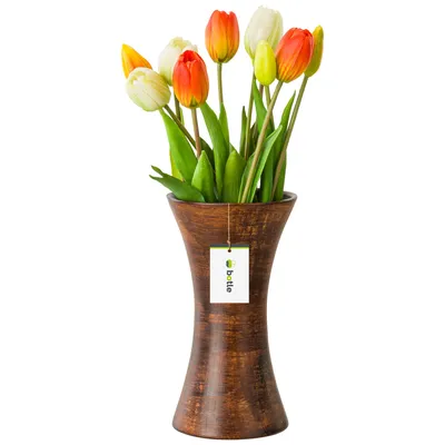 Produktbild von Blumenvase aus Keramik Braun Matte H 22,3 cm D 6 cm Dekorative Tisch Vase Stundenglas Blumen Deko Orchidee Modern Glamour