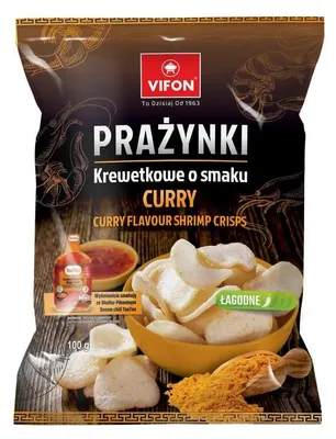 Zdjęcie produktu dla Prażynki Krewetkowe Łagodne Curry 100G Vifon