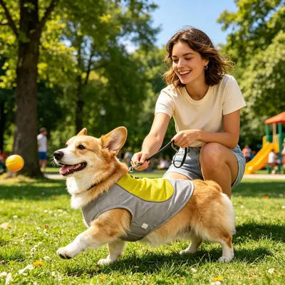 Produktbild von Kühlweste für Hunde mit Eisbeuteltaschen, atmungsaktiv und verstellbar