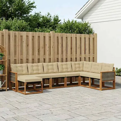 Produktbild von Möbel Outdoor-Sofagarnitur mit Kissen 8 pcs Natur und BeigeGartensofas - Gartensofas c677