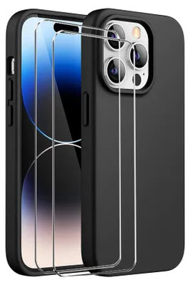 Zdjęcie produktu dla zestaw ochronny 2 w 1 dla Apple iPhone 11 składa się z 2x szklanej osłony ekranu 9H i 1x silikonowego etui w kolorze czarnym