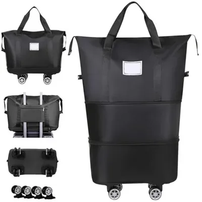 Produktbild von Faltbar Reisetasche mit Rollen,erweiterbar,Reisetasche für Reisen Rollgepäck Handgepäckgroßer Rollrucksack Wochenendtaschen für Männer und Frauen