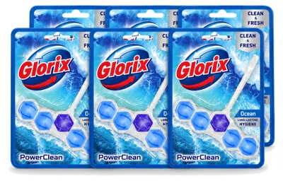 Produktbild von 6 x Glorix Toiletblock Power Clean Ocean - Vorteilspackung - 6 Stücke