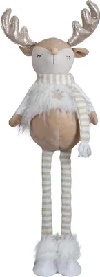 Produktbild von Deko Figur Hirsch 67-80cm ausziehbare Beine Elch Rentier Weihnachten weiß beige