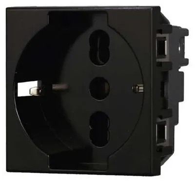 Immagine prodotto di Presa schuko compatibile Bticino Axolute 2P+T 10/16A 250V colore nero Ettroit AN2102