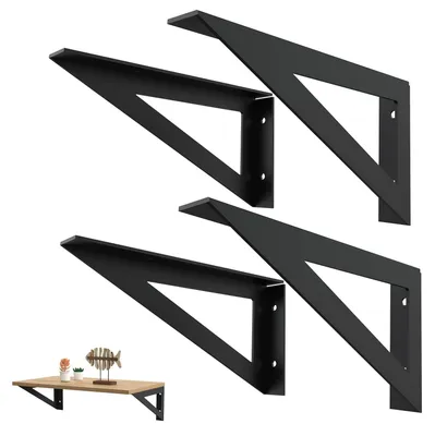 Productafbeelding van Set van 4 zwarte plankdragers van 25 cm, geschikt voor elk interieur