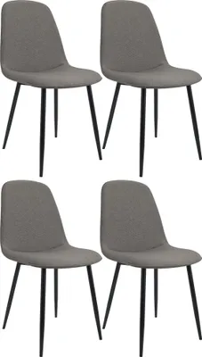 Produktbild von 4er Set Esszimmerstuhl RAZON - Stoff Hellgrau 45x54x88 cm | Essstühle Esszimmerstühle Küchenstühle Wohnzimmerstühle