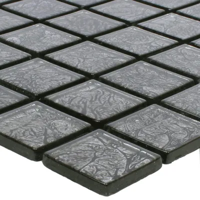 Produktbild von Mosaikfliesen Glas Kandila Schwarz 23x23x4mm
