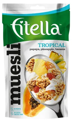 Immagine prodotto di Muesli croccante Fitella Tropical con papaya, ananas, banana e semi di chia 50 g