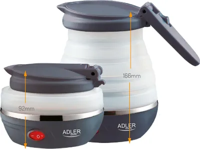 Produktbild von Adler AD1279 Faltbarer Elektrischer Wasserkocher, 0,6 Liter, Silikon, BPA-frei Weiß
