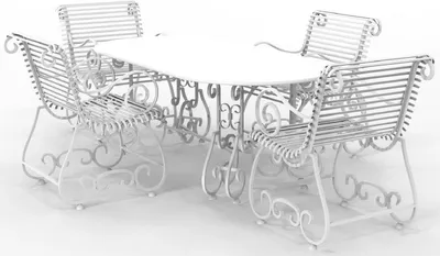 Produktbild von Casa Padrino Jugendstil Schmiedeeisen Gartenmöbel Set - Verschiedene Farben - 1 Ovaler Gartentisch & 4 Gartenstühle mit Armlehnen - Jugendstil Schmiedeeisen Garten & Terrassen Möbel