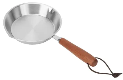 Mini Eierpfanne Edelstahl 16 cm mit Holzgriff, induktionsgeeignet