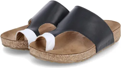 Zdjęcie produktu dla Haflinger Bio Anka wygodny damski skórzany sandał wsuwany sandał separator palców wkładka korek Gr.37-42 czarny-EUR 38