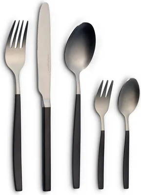 Produktbild von ECHTWERK Tafelbesteck Positano Due  20tlg für 4 Personen Messer aus Klingenstahl, Farbe:Silber/Schwarz