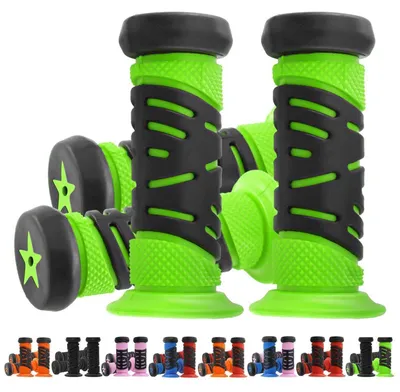 Immagine prodotto di Manopole per bicicletta, gomma, 22 mm, 95 mm, verdi, set da 2, con paraurti