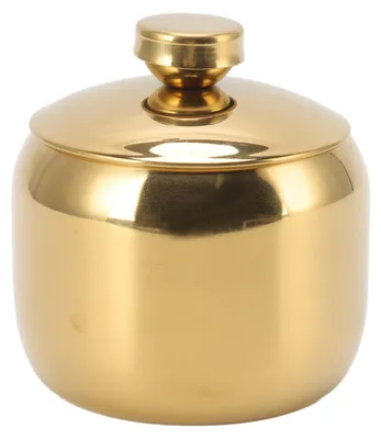 Produktbild von Zuckerdose, Edelstahldose, Trommelform, kleiner Gewürzbehälter mit Deckel für Salz, Zucker, Kaffee, Tee, Kräuter (Gold)