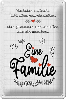 Produktbild von Blechschild  Familie Wir haben nicht alles aber, 30x20 cm, Blechschilder Spruch Glück Weisheit