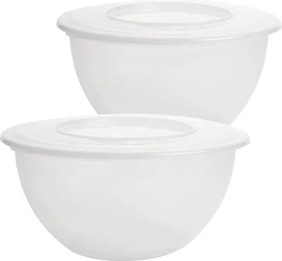 Produktbild von Centi Schüssel 2 StückSalatschüssel mit Deckel 5 Liter Vorratsdose Aufbewahrung Neu (Transparent)