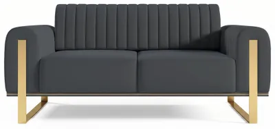 Image de Selsey Parissa - Canapé, velours gris, pieds dorés, 164 cm