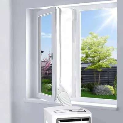 Produktbild von PromoHome® Fensterabdichtung für mobile Klimaanlage, Wäschetrockner und Ablufttrockner – Heißluftstopper für Fenster – Keine Bohrlöcher