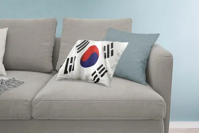 Produktbild von MuchoWow® Zierkissen Sofakissen Wohnzimmer Dekokissen 60x40 cm Nahaufnahme der Flagge von Südkorea - Kopfkissen - Polster mit Foto