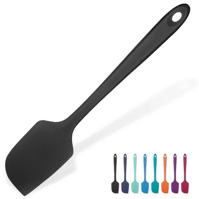 Immagine prodotto di Spatola in silicone grande, 29 cm, colore nero. Resistente al calore fino a 315°C. Spatola flessibile per impasti con anima in nylon
