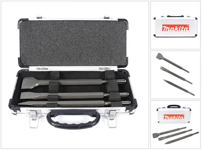 Image de Makita D-05181 Jeu de burins SDS-Plus 3 pièces en coffret aluminium