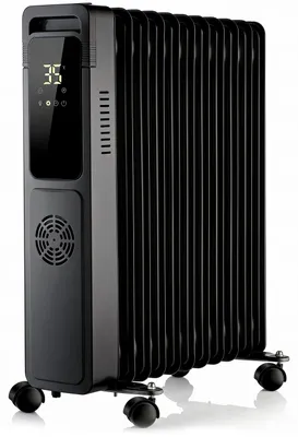 Immagine prodotto di Radiatore elettrico a olio Brandson da 2500 W con ventola riscaldante da 400 W, riscaldamento elettrico, 3 livelli di riscaldamento, termostato da 5 a 35 °C, timer 24 h, telecomando, modalità ECO e antigelo, 4 ruote, colore nero
