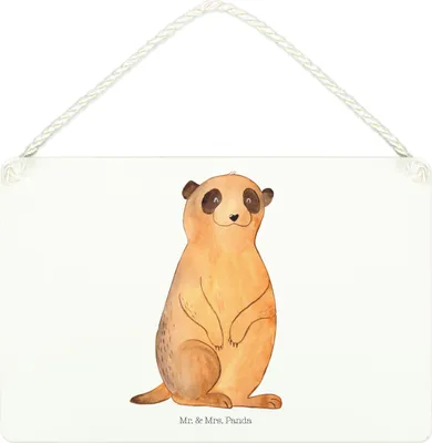 Produktbild von Mr. & Mrs. Panda Schild Erdmännchen DIN A4 - Weiß - Geschenk, Traveling, Reisen, Weltreise, Afrika, Türschild, Holzschild, holzbild, Spruch, Wandbild Holz