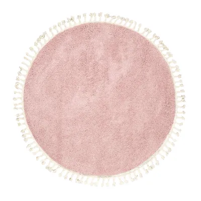 Produktbild von Volero - Teppich Hochflor Rund - Lofty Fringe Rosa - Ø 100 cm - Wohnzimmer, Esszimmer, Schlafzimmer - Ländlich, Modern, Skandinavisch