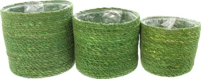 Produktbild von 3x Pflanzkorb Green Seegras grün – Blumentopf, Pflanzkübel
