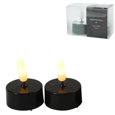 Zdjęcie produktu dla Countryfield Tealight Led Tealight Elegance Efekt płomienia Czarny 5 cm Zestaw 2 szt