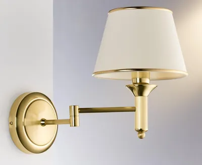 Produktbild von JUPITER Wandleuchte CLASSIC Klassisch 1-flammig E27 Messing Satin Stoff Weiß Stahl Metall