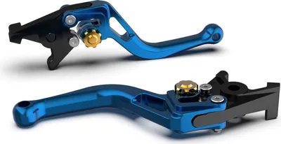 Produktbild von Kupplungshebel LSL BOW L54 mit ABE kurz für Triumph Speed Triple EFI R Twin Tiger XC XCA XRX Street Thruxton Scrambler Bonneville RS S 660 - 1200 ccm Bj. 2015 - 2019, Farbe Hebel:blau, Farbe Versteller:gold
