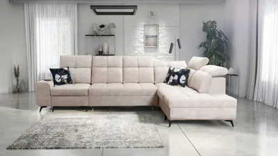 Produktbild von Wohnzimmer Couch Polsterecke mit Schlaffunktion GOLD XI Farbe Beige Stoff WAVE 2 Rechtsseitig IM SOFA
