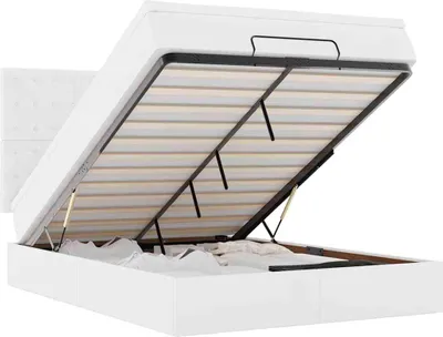 Produktbild von vidaXL Ottoman-Bett mit Matratze & LEDs Weiß 140x200 cm Kunstleder