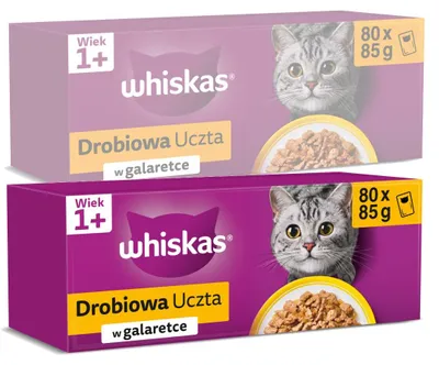 Produktbild von Whiskas Adult Geflügel-Leckerbissen 160x85g Nassfutter für erwachsene Katzen in Gelee
