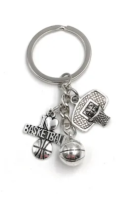 Produktbild von Onwomania Schlüsselanhänger Basketball Acessoires Korb Ball Metall Anhänger Charm