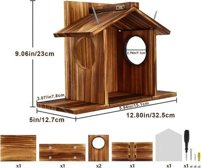 Produktbild von Eichhörnchenhaus - Eichhörnchenfütterung - Futterhaus für den Außenbereich - Zwei Öffnungen - Transparentes Acryl für einen Blickfang