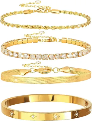 Produktbild von Armbanden-Set 10-teilig, gold, Metalllegierung, für Party