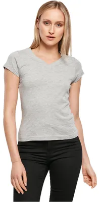 Produktbild von Build Your Brand Ladies Basic Tee - Farbe: Heather Grey - Größe: S