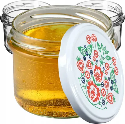 Produktbild von KADAX Einmachgläser mit Deckel "Tartu", Einmachgläser, 235ml, 20 Stück, Deckel mit Folkloremuster