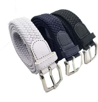 Produktbild von Elastischer Gürtel – Gürtel Damen – elastischer Gürtel – Stretchgürtel – 3er-Pack – Schwarz, Blau und Weiß