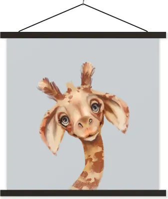 Produktbild von MuchoWow® Textilposter Giraffe - Dschungel - Tier 60x60 cm mit schwarzem Rahmen - Posteraufhänger