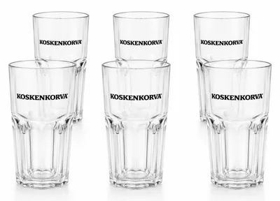 Produktbild von Koskenkorva Longdrinkglas 6er Set - 6x Original Trinkglas mit Logo - Longdrink- & Cocktailgläser aus Glas - Wasserglas, Softdrinkglas, Barglas